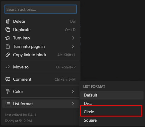 bulleted list選擇點點樣式